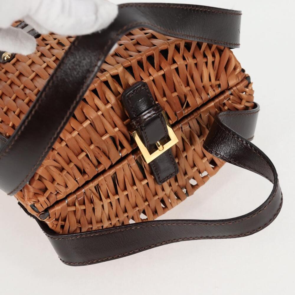 FENDI Straw Bag Hand Bag Raffia Brown Gold - Picture 7 of 13